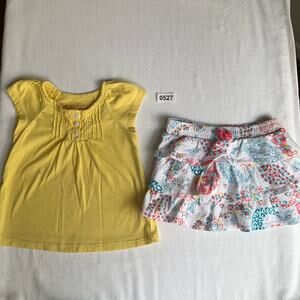 Sprocket Tee size 18M, 1989 Place Skirt size 2T, for Little Toddler Girls,Yellow